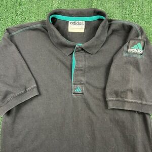 Vintage Adidas Equipment EQT Polo Shirt Mens Small S Black Green Golf Sport 90s